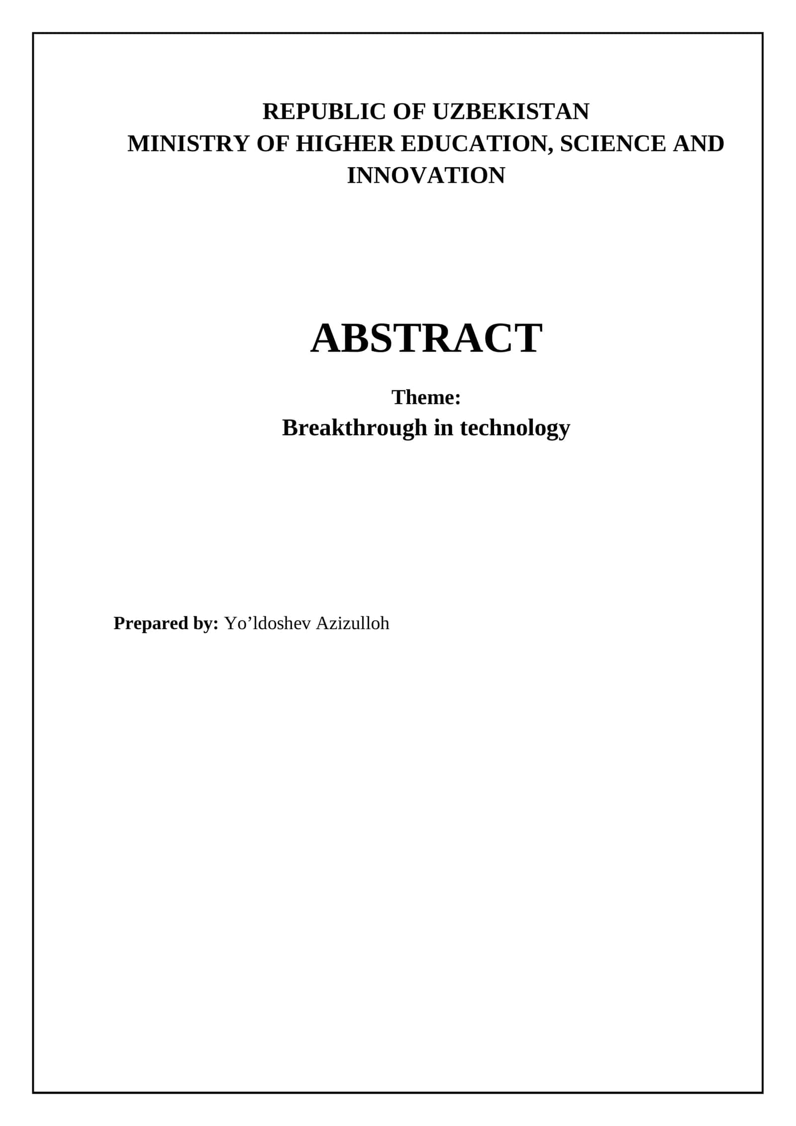 Breakthrough in Technology