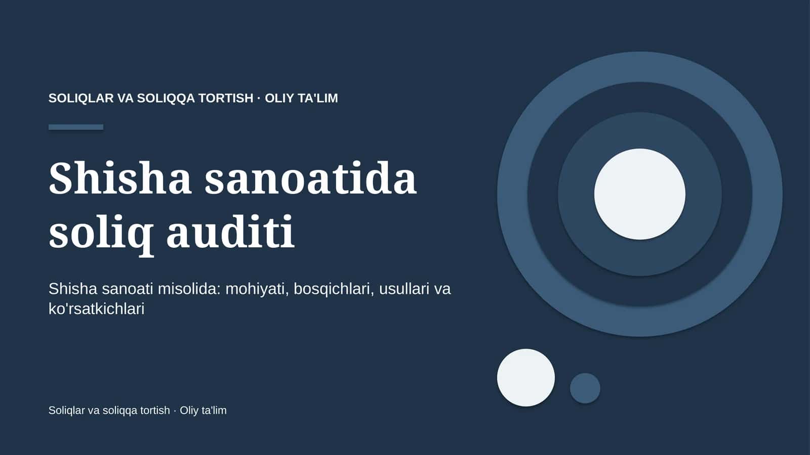 Shisha sanoatida soliq auditi