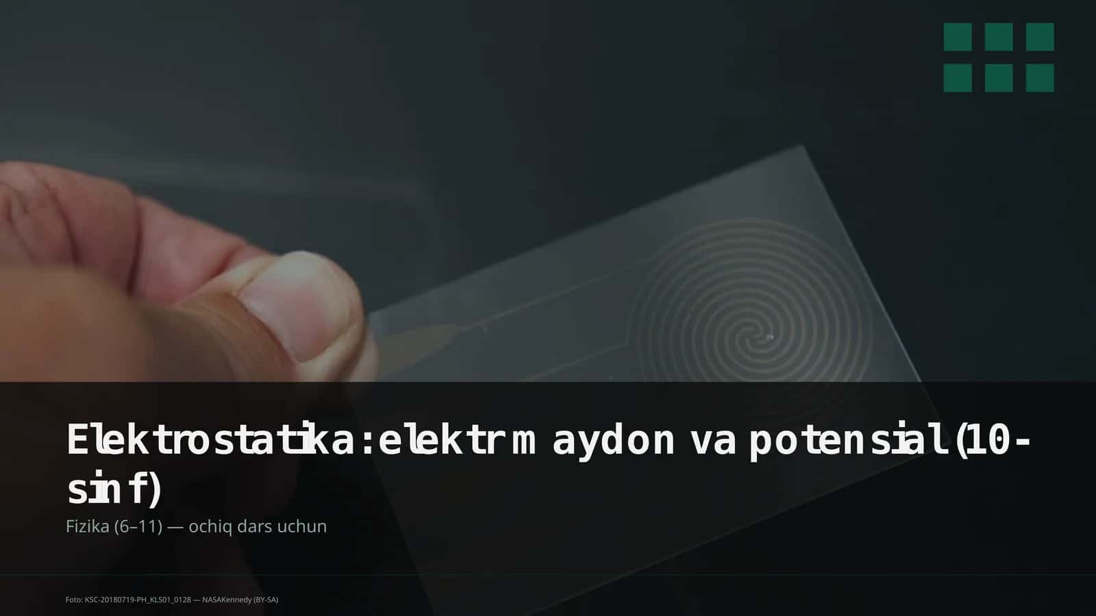 Elektrostatika: elektr maydon va potensial (10-sinf)