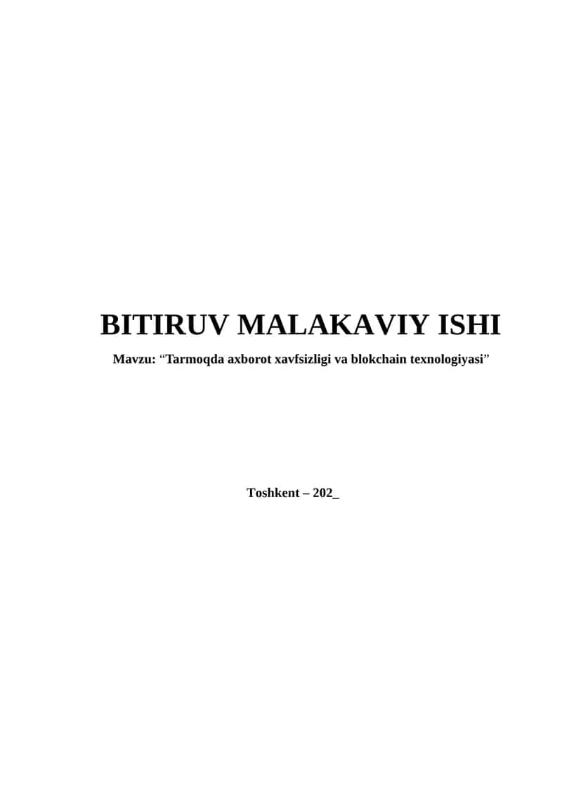 Tarmoqda axborot xavfsizligi va blokchain texnologiyasi