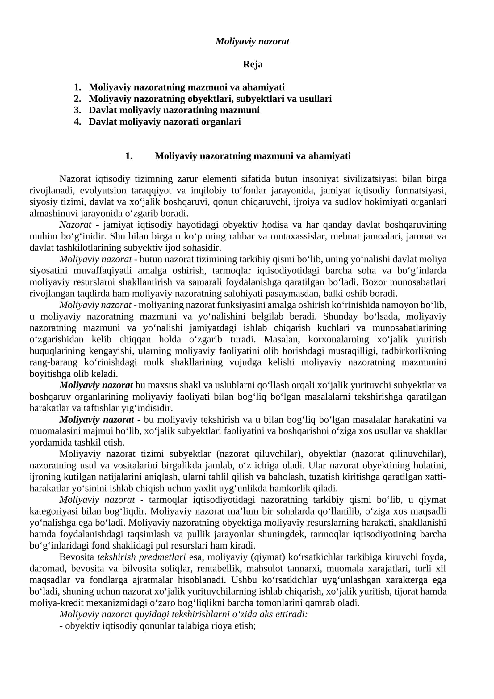 Moliyaviy nazorat
