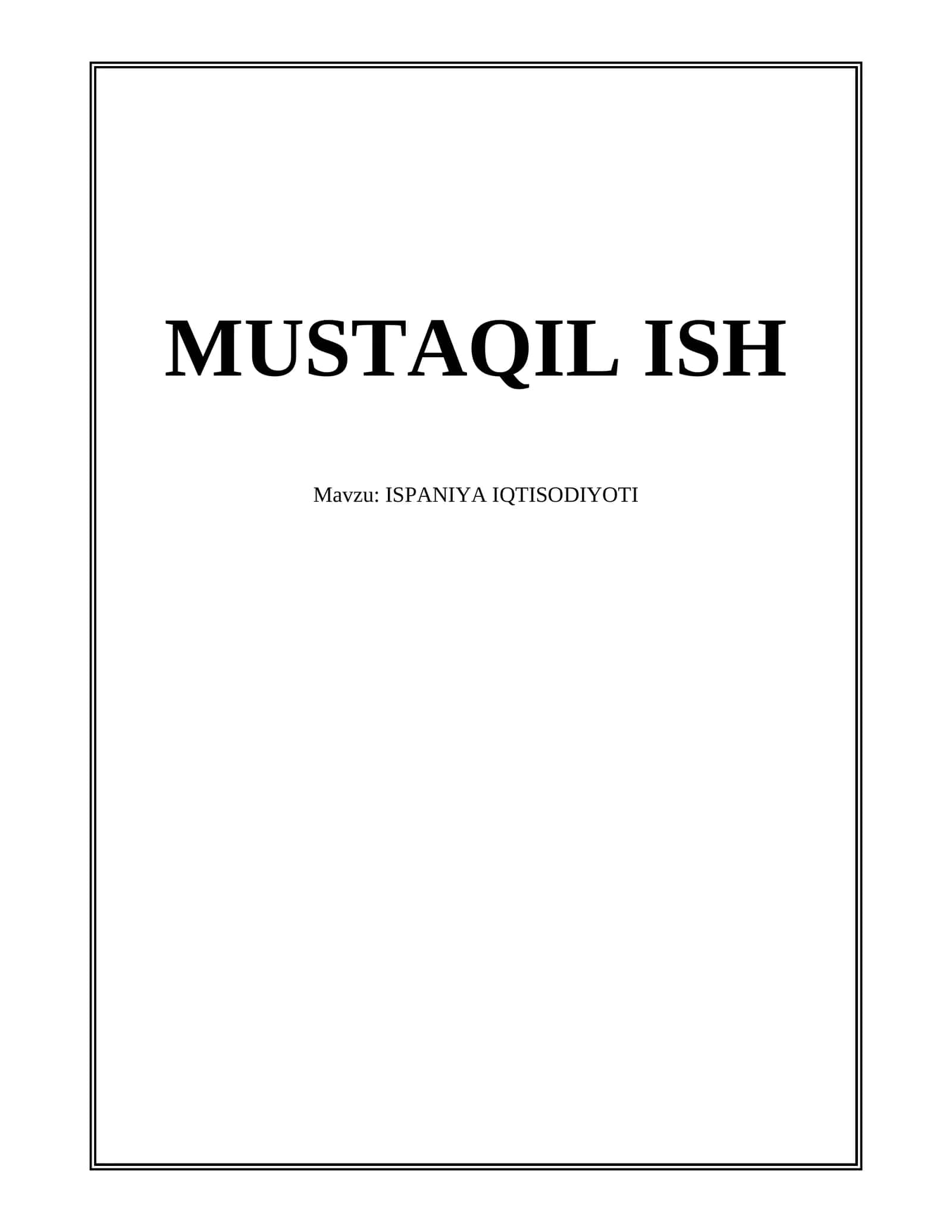 ISPANIYA IQTISODIYOTI