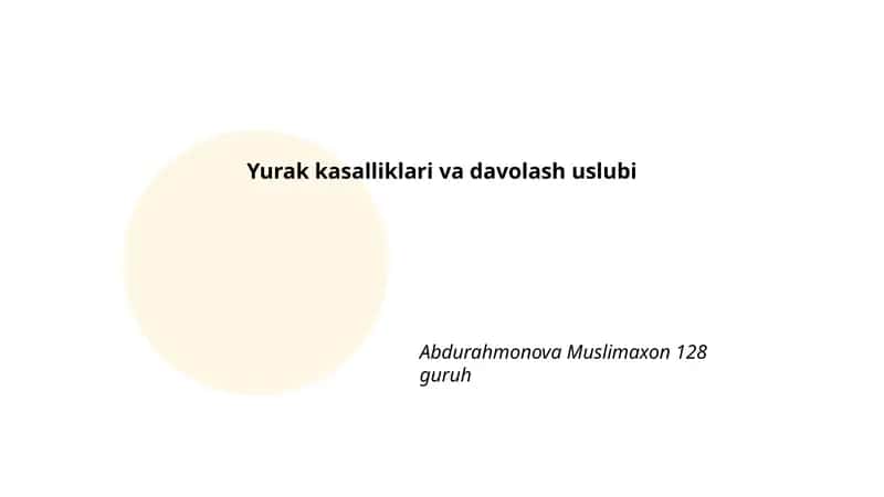 Yurak kasalliklari va davolash uslubi