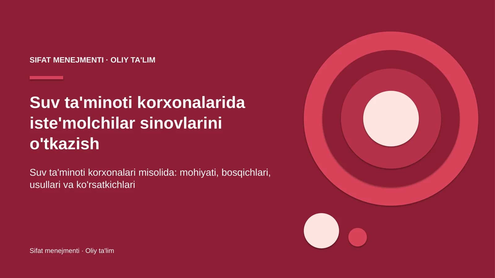 Suv ta'minoti korxonalarida iste'molchilar sinovlarini o'tkazish