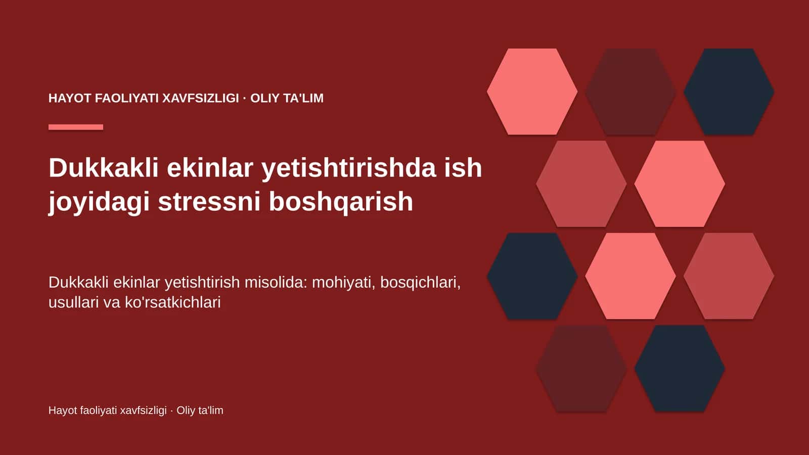 Dukkakli ekinlar yetishtirishda ish joyidagi stressni boshqarish