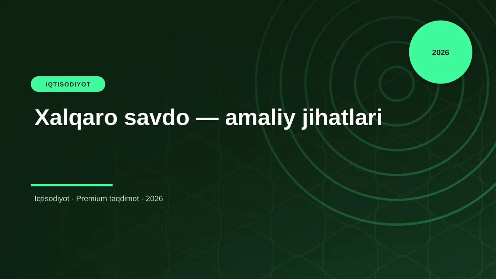 Xalqaro savdo — amaliy jihatlari