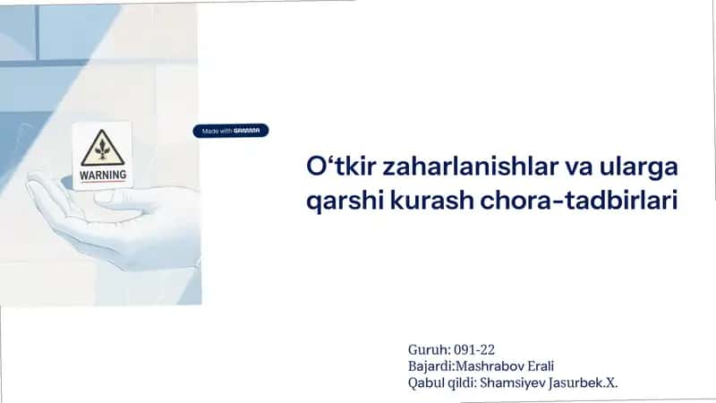 O8tkir Zaharlanishlar