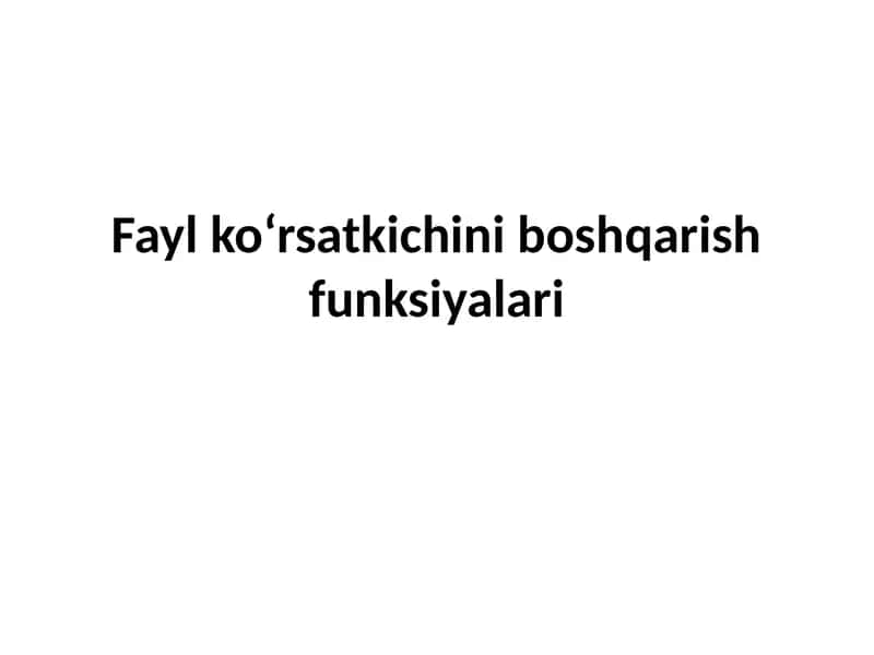 Fayl ko‘rsatkichini boshqarish funksiyalari