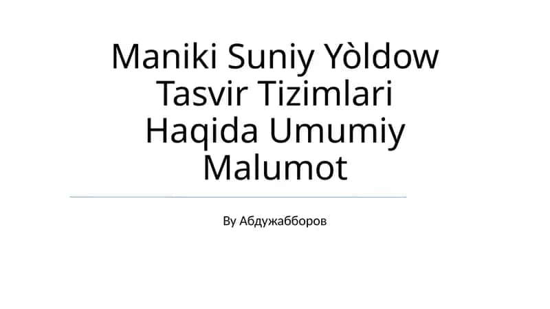 Sun'iy Yo'ldosh Tasvir sxemalari
