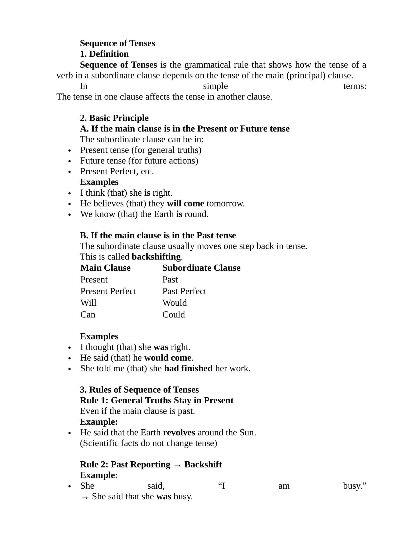 Sequence of Tenses