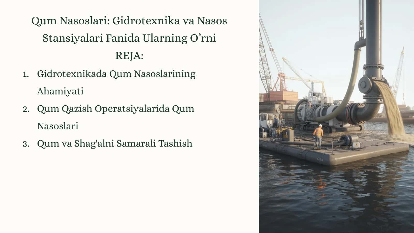 Qum Nasoslari: Gidrotexnika va Nasos Stansiyalari Fanida Ularning O’rni