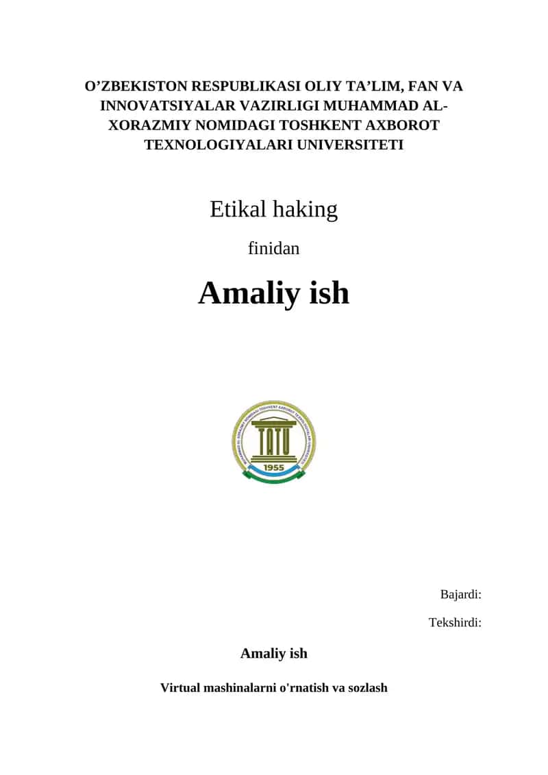Virtual mashinalarni o'rnatish va sozlash