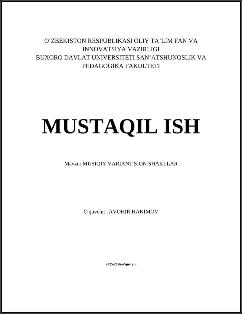 MUSIQIY VARIANT SION SHAKLLAR