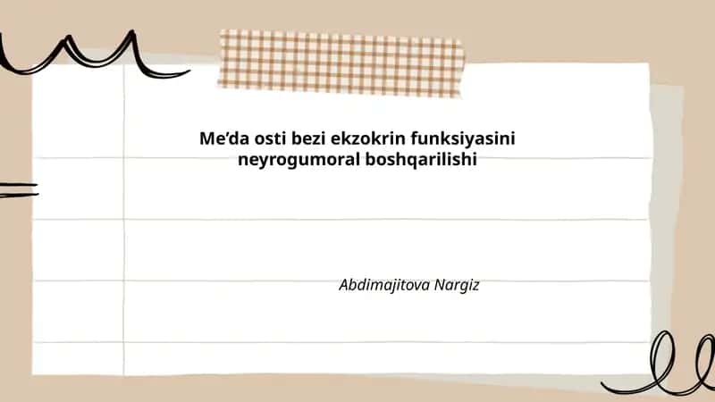 Me’da osti bezi ekzokrin funksiyasini neyrogumoral boshqarilishi