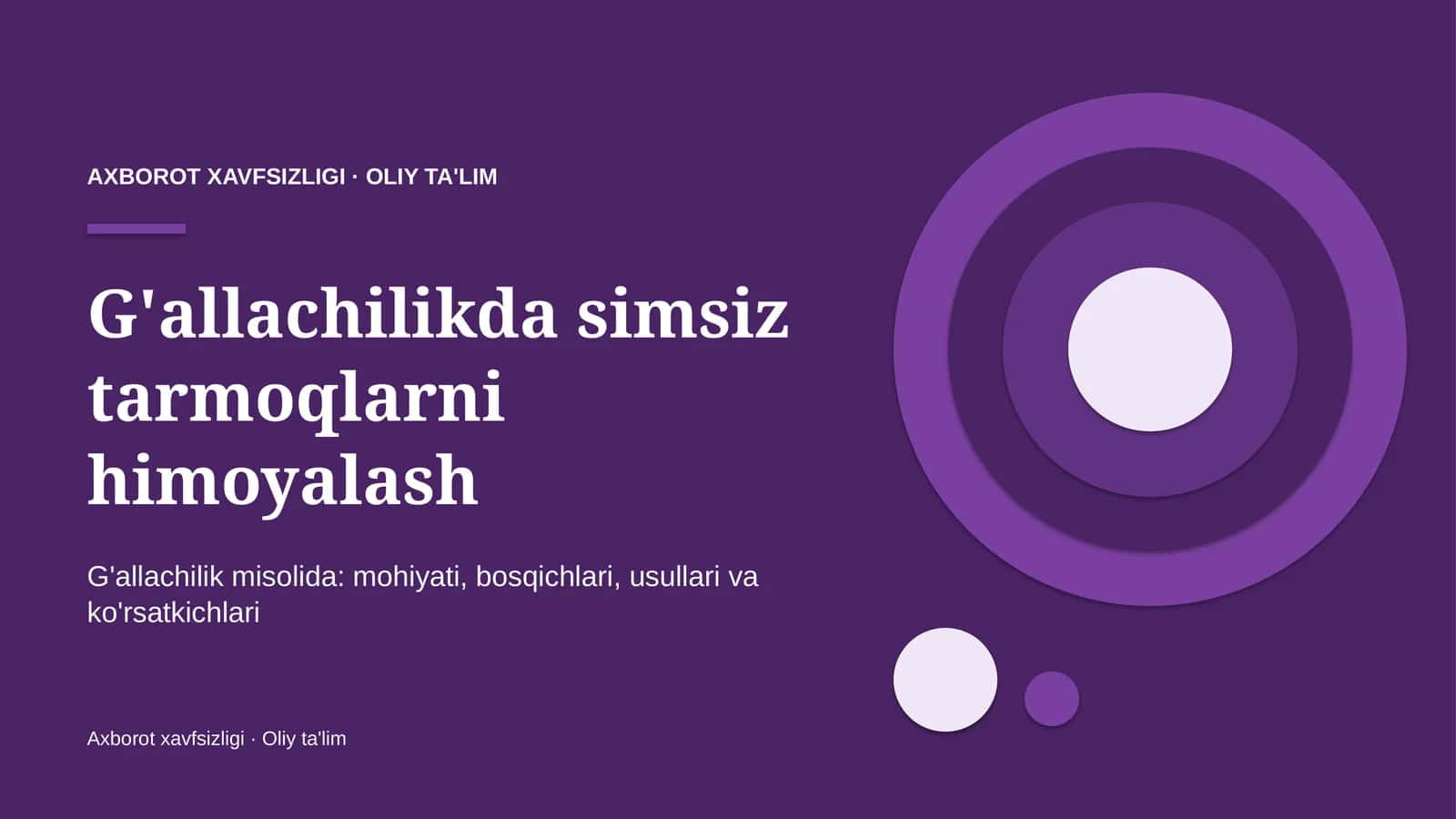 G'allachilikda simsiz tarmoqlarni himoyalash