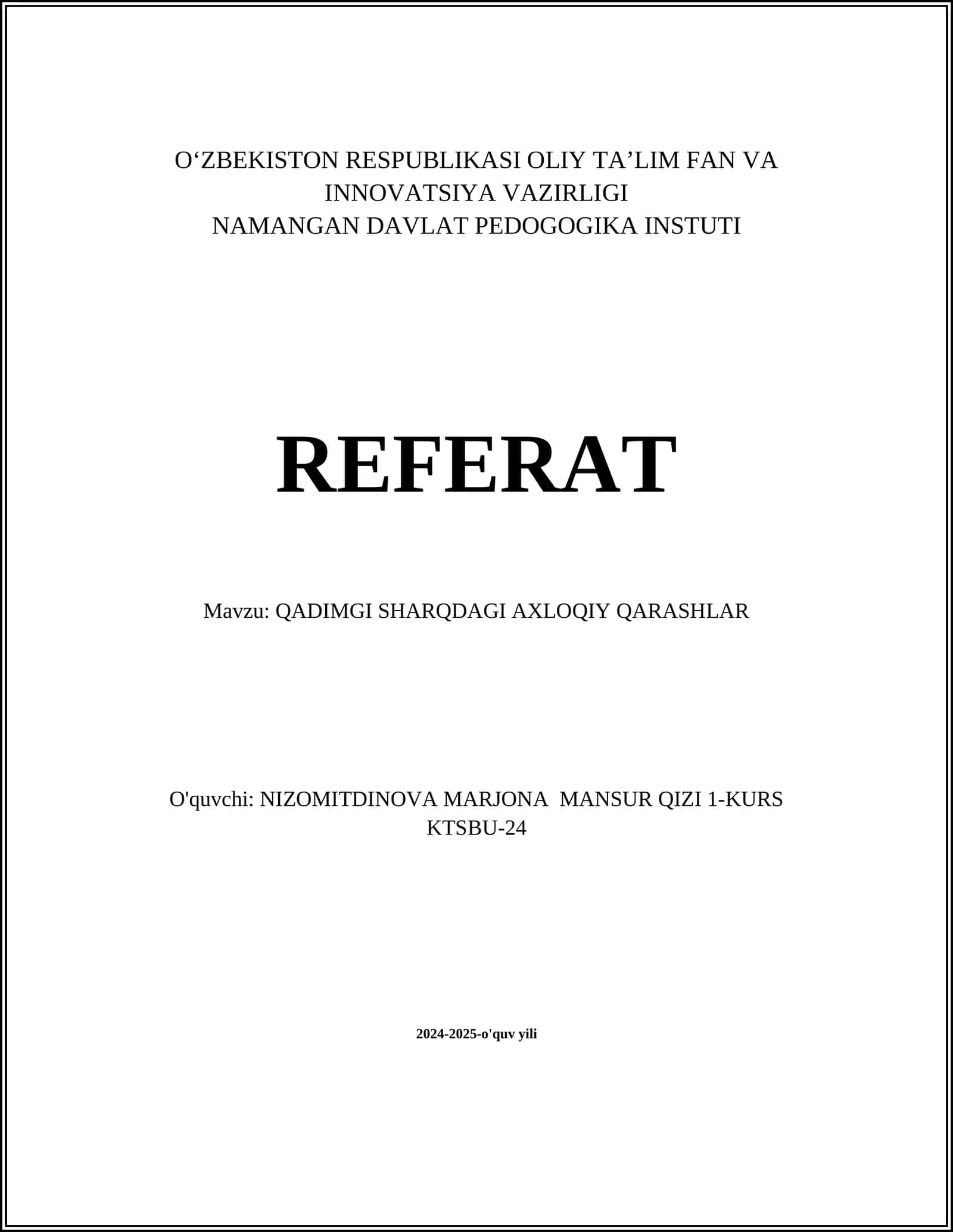 QADIMGI SHARQDAGI AXLOQIY QARASHLAR