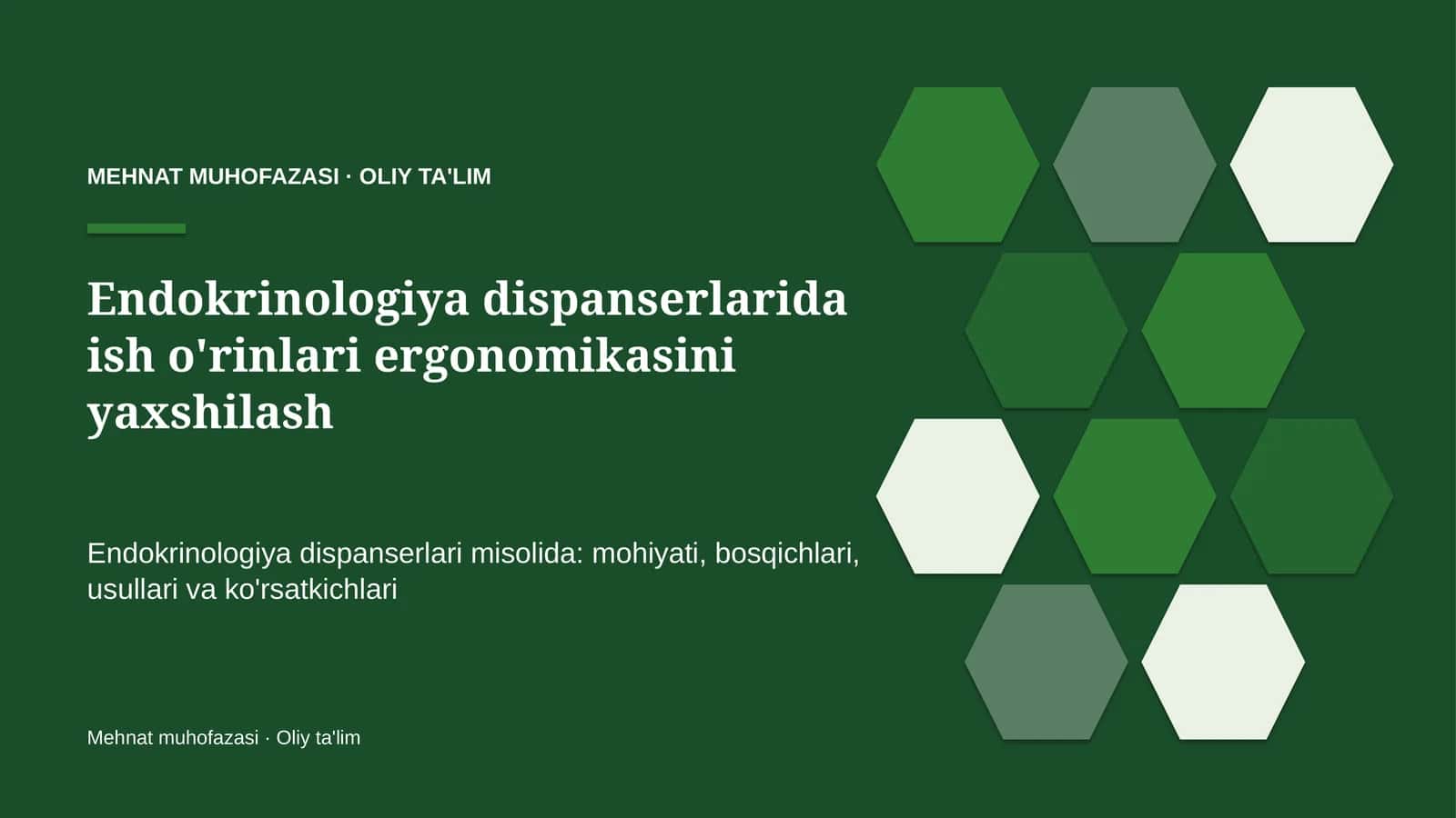 endokrinologiya dispanserlarida ish o'rinlari ergonomikasini yaxshilash 2898