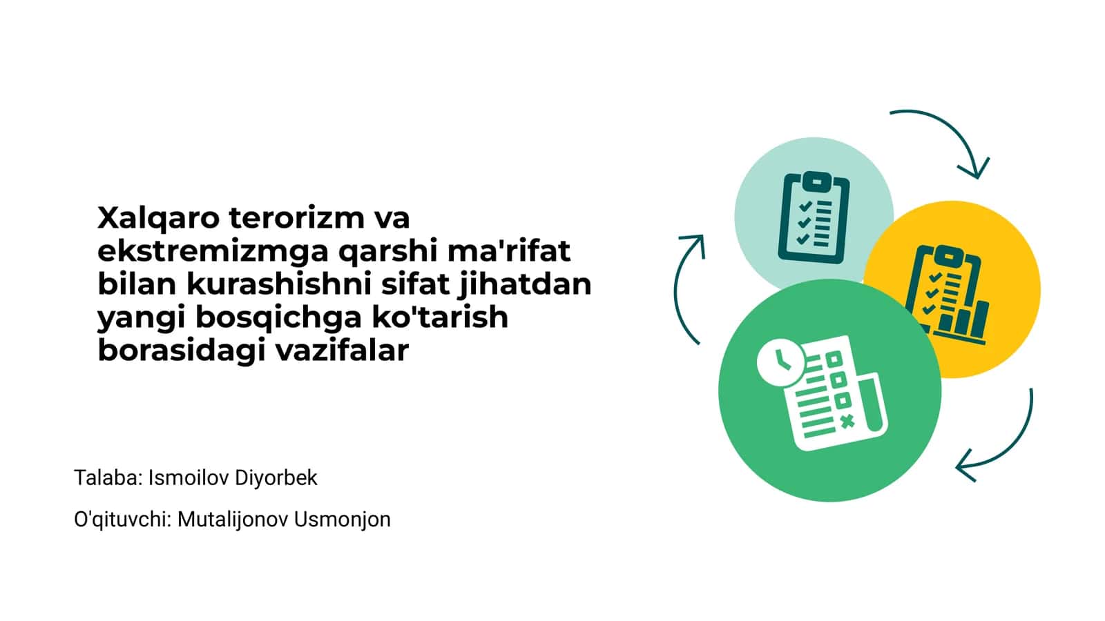Xalqaro terorizm va ekstremizmga qarshi ma'rifat bilan kurashishni sifat jihatdan yangi bosqichga ko'tarish borasidagi vazifalar