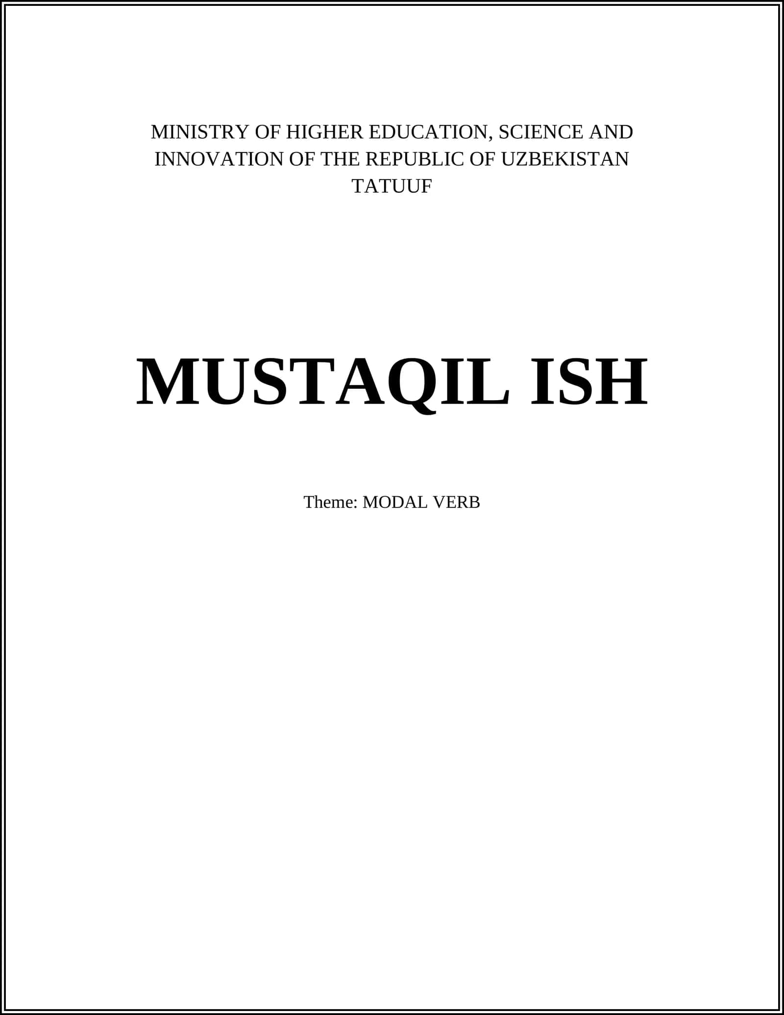 MUSTAQIL ISH - MODAL VERB