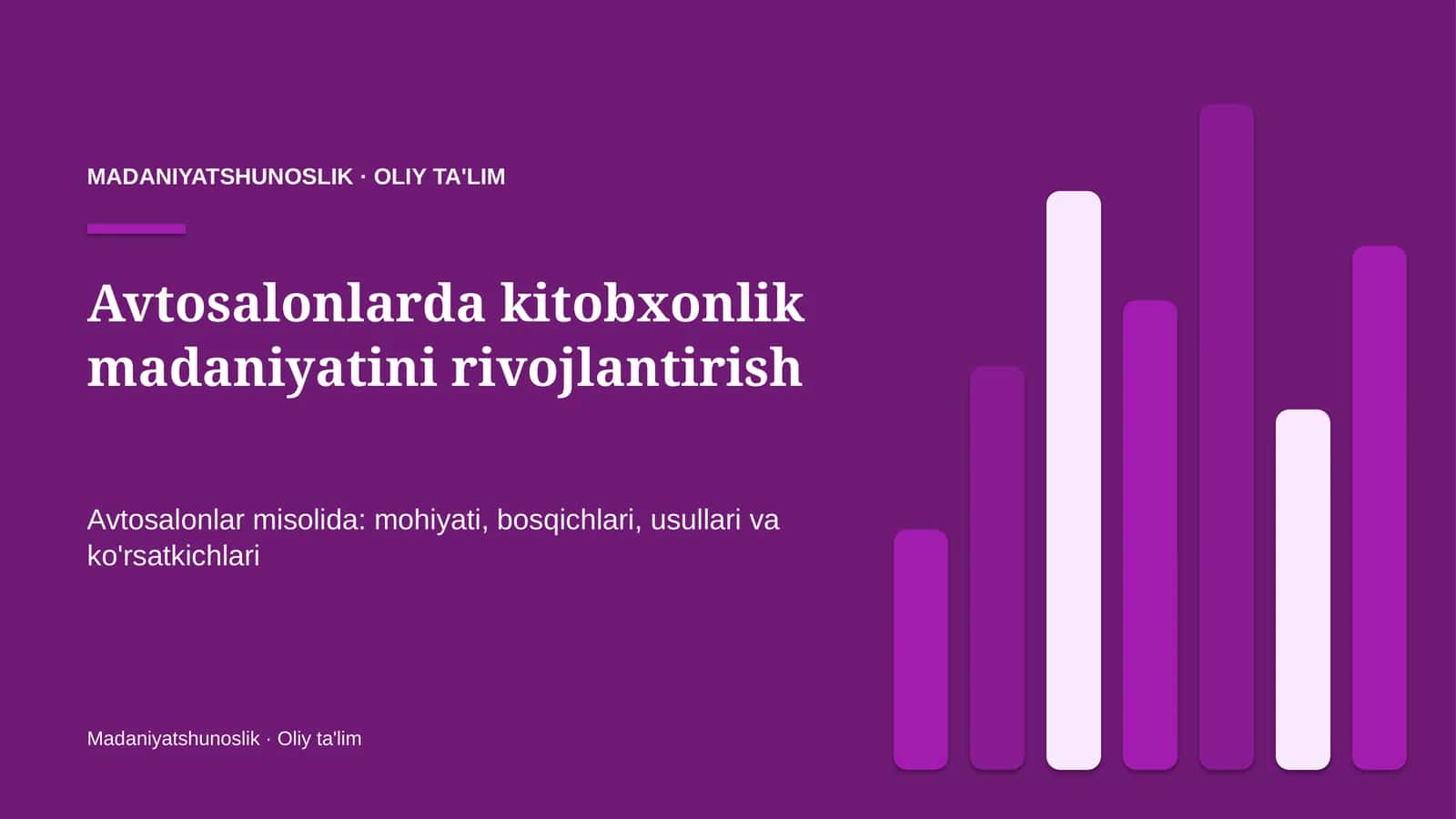 Avtosalonlarda kitobxonlik madaniyatini rivojlantirish