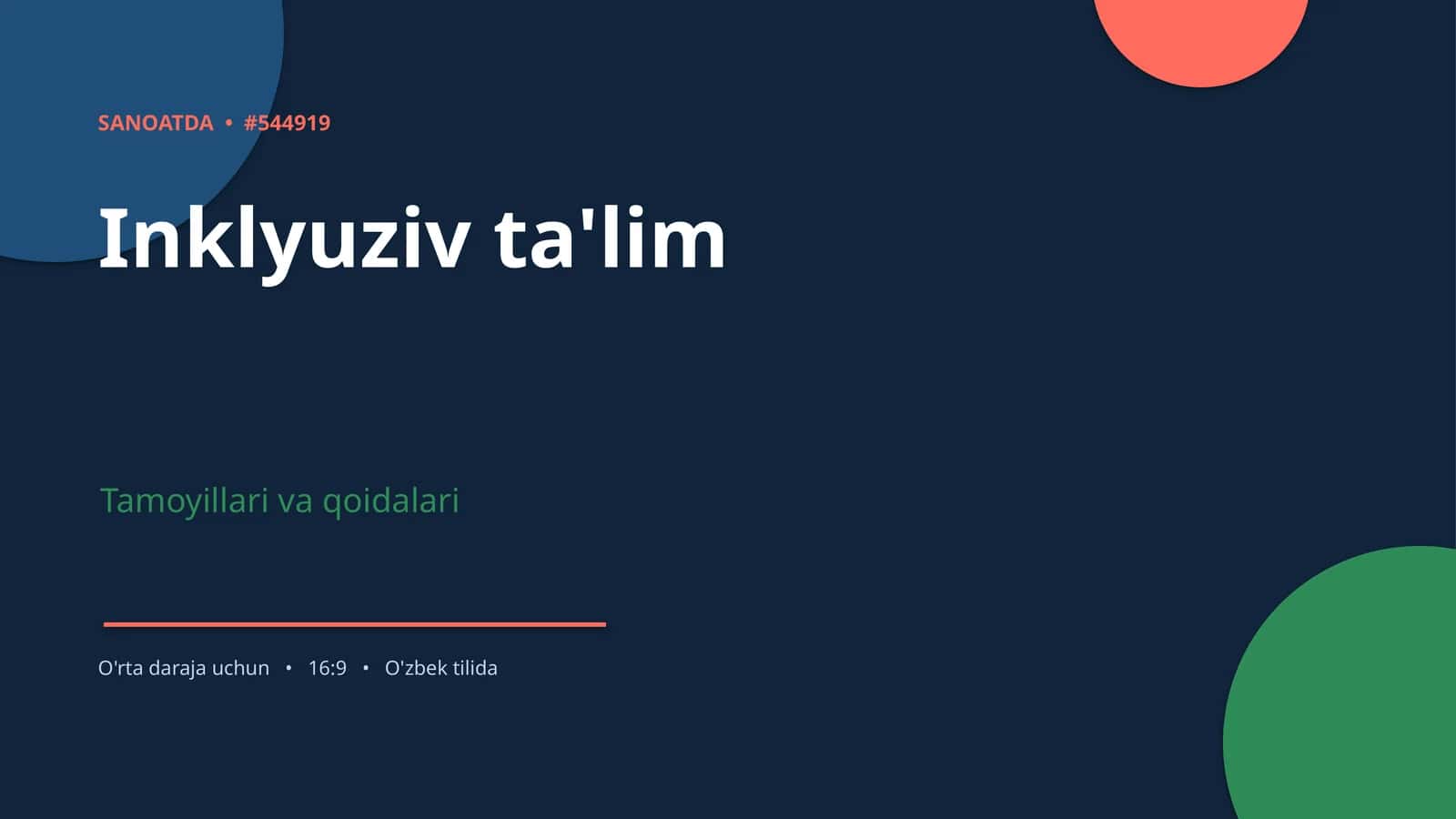SANOATDA • #544919 Inklyuziv ta'lim