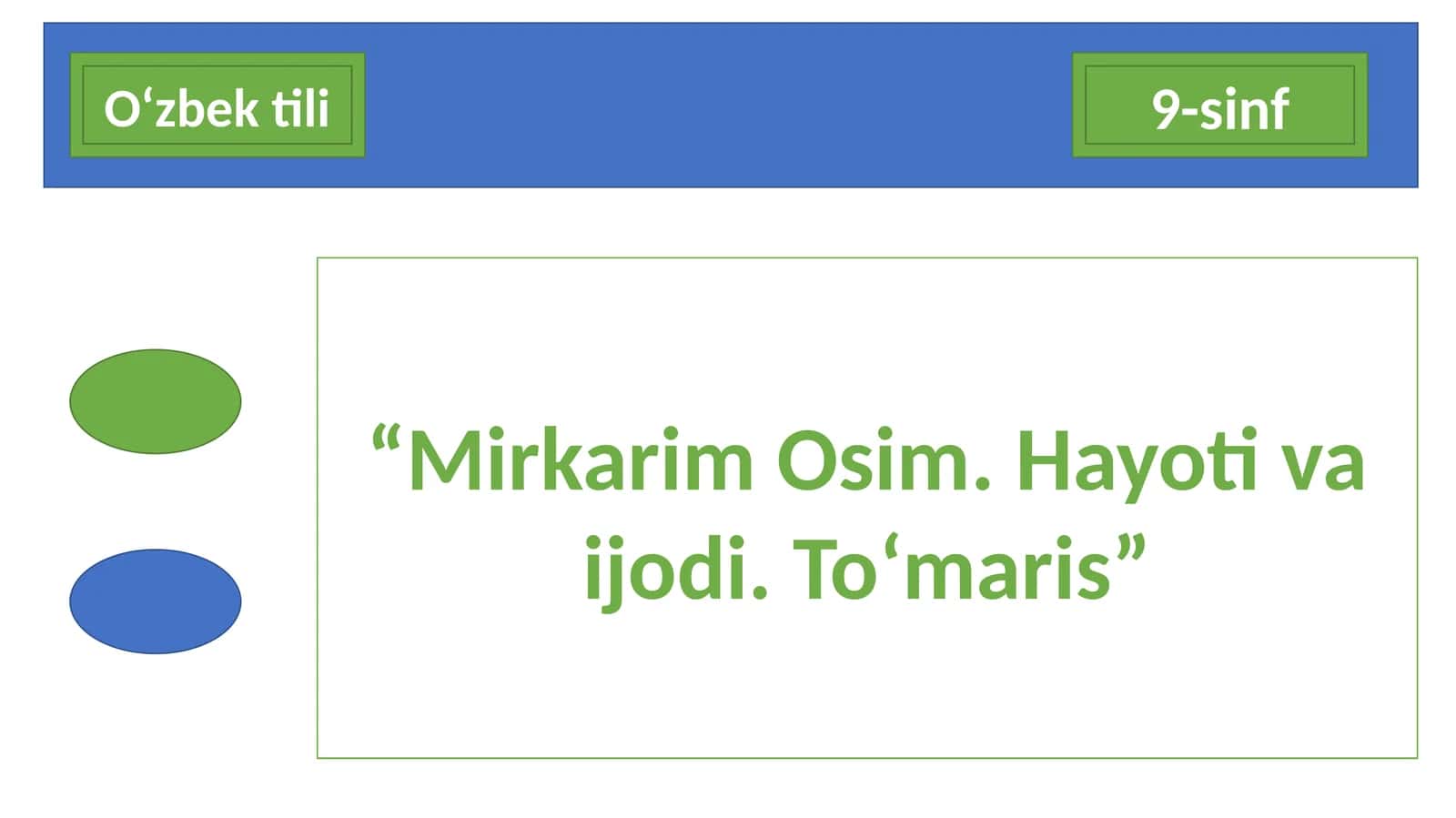 Mirkarim Osim. Hayoti va ijodi. To‘maris