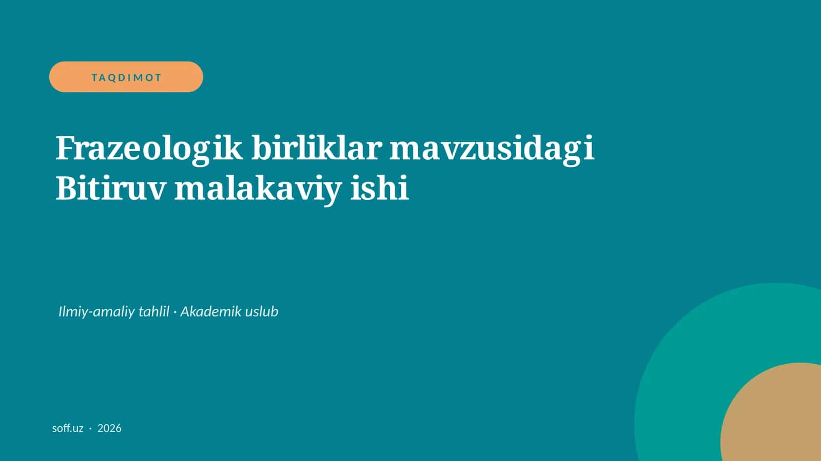 Frazeologik birliklar mavzusidagi Bitiruv malakaviy ishi