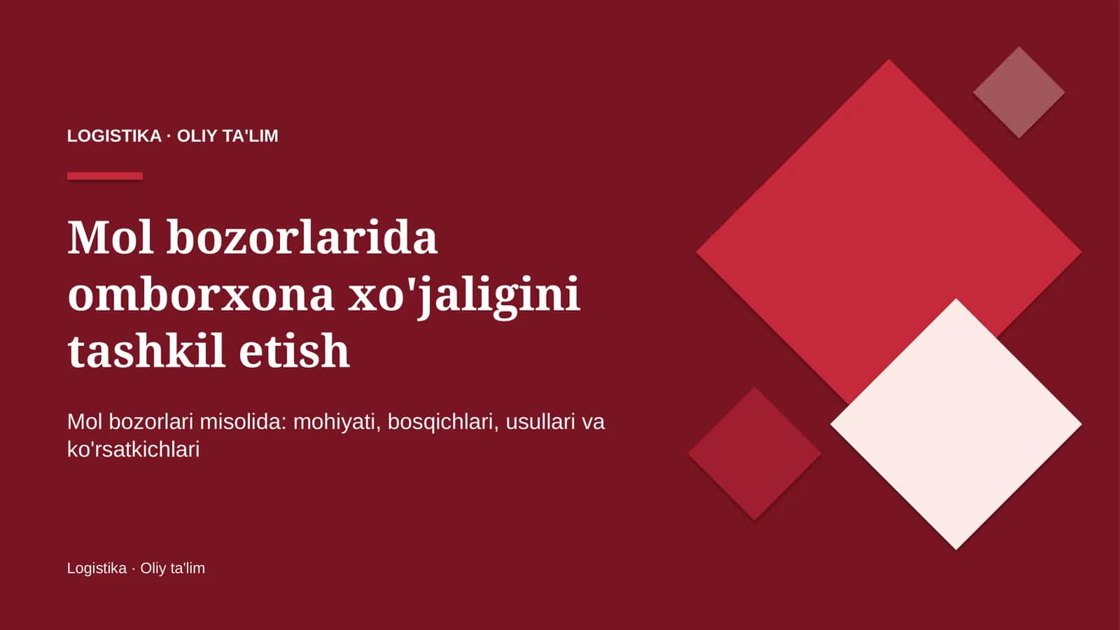 mol bozorlarida omborxona xo'jaligini tashkil etish 3980