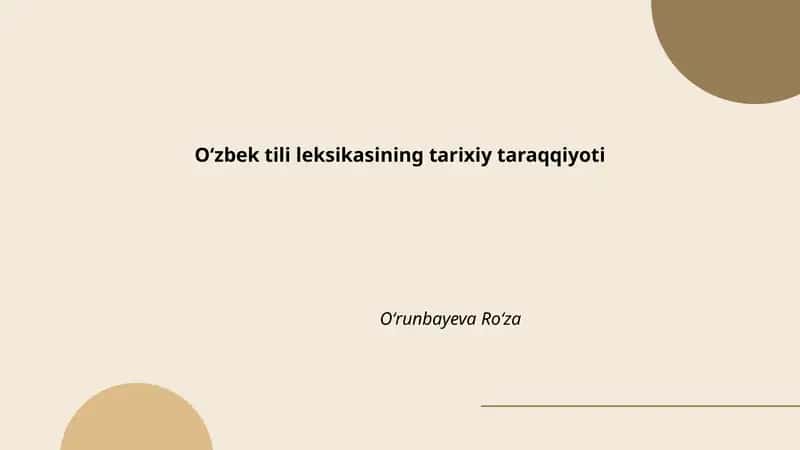 Oʻzbek tili leksikasining tarixiy taraqqiyoti