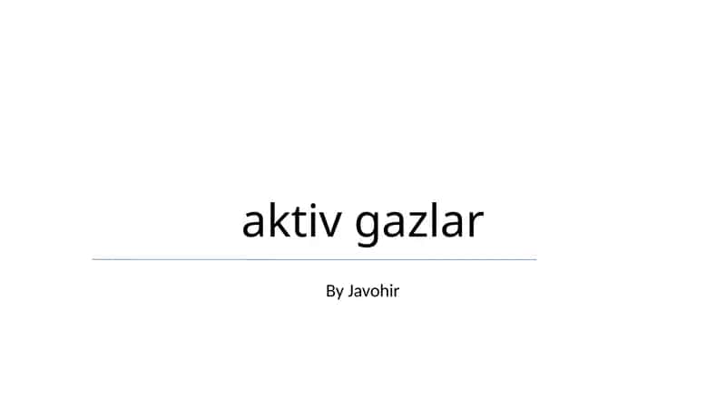 aktiv gazlar