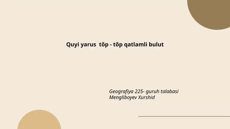 Quyi yarus tõp - tõp qatlamli bulut