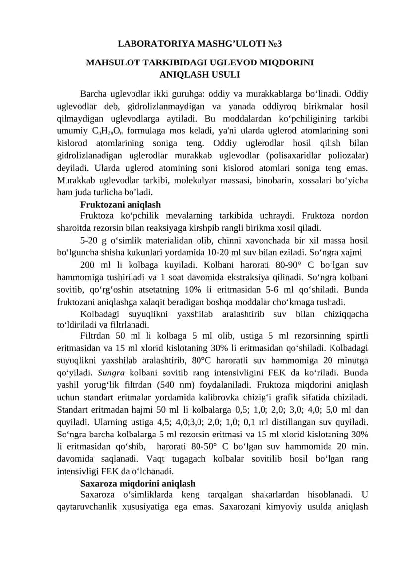 LABORATORIYA MASHG’ULOTI №3