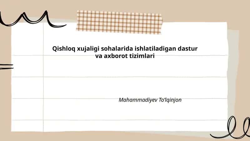 Fermer xo'jaligini boshqarish tizimlari va dasturlari