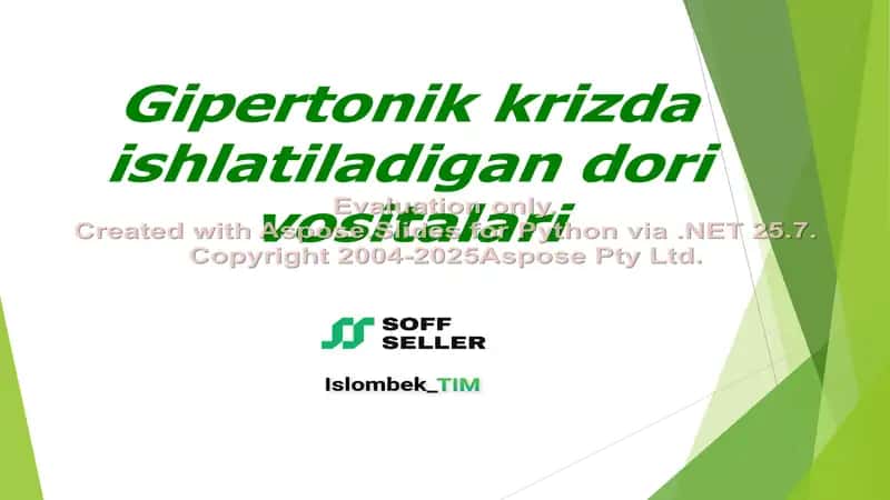 Gipertonik krizda ishlatiladigan dori vositalari