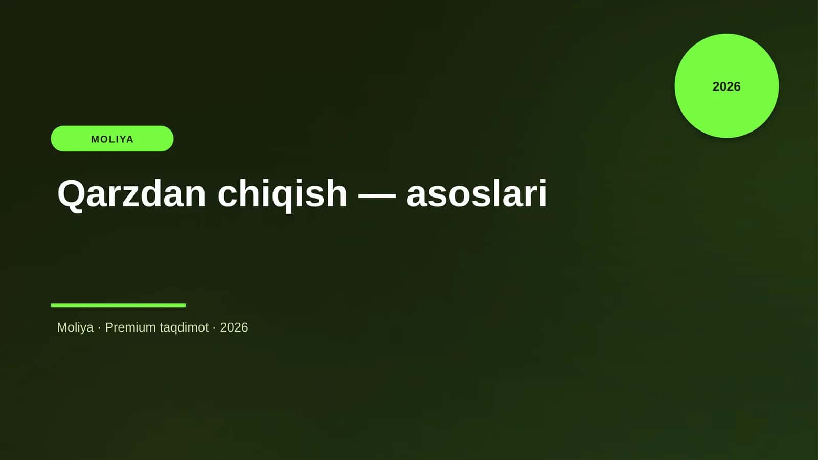 Qarzdan chiqish — asoslari