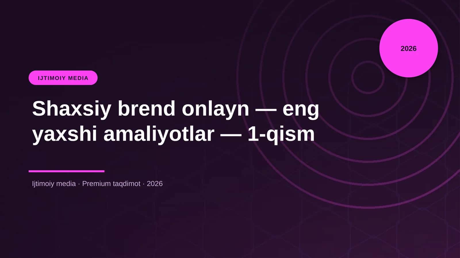 Shaxsiy brend onlayn — eng yaxshi amaliyotlar — 1-qism