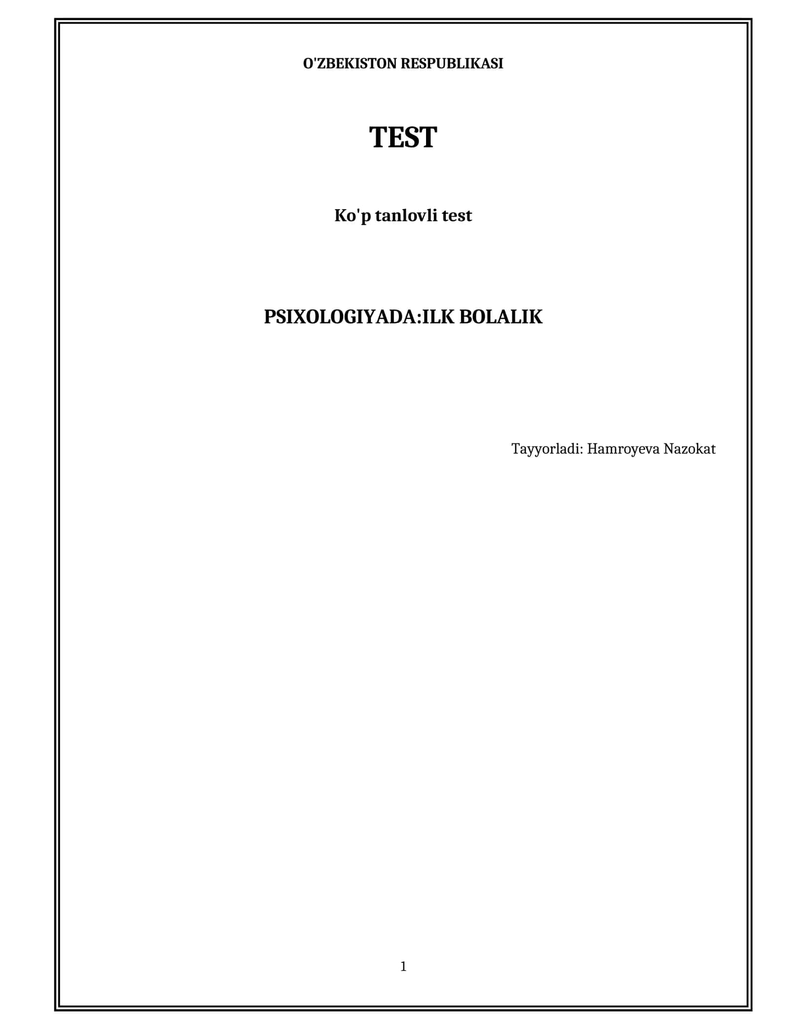 Psixologiyada:Ilk Bolalik