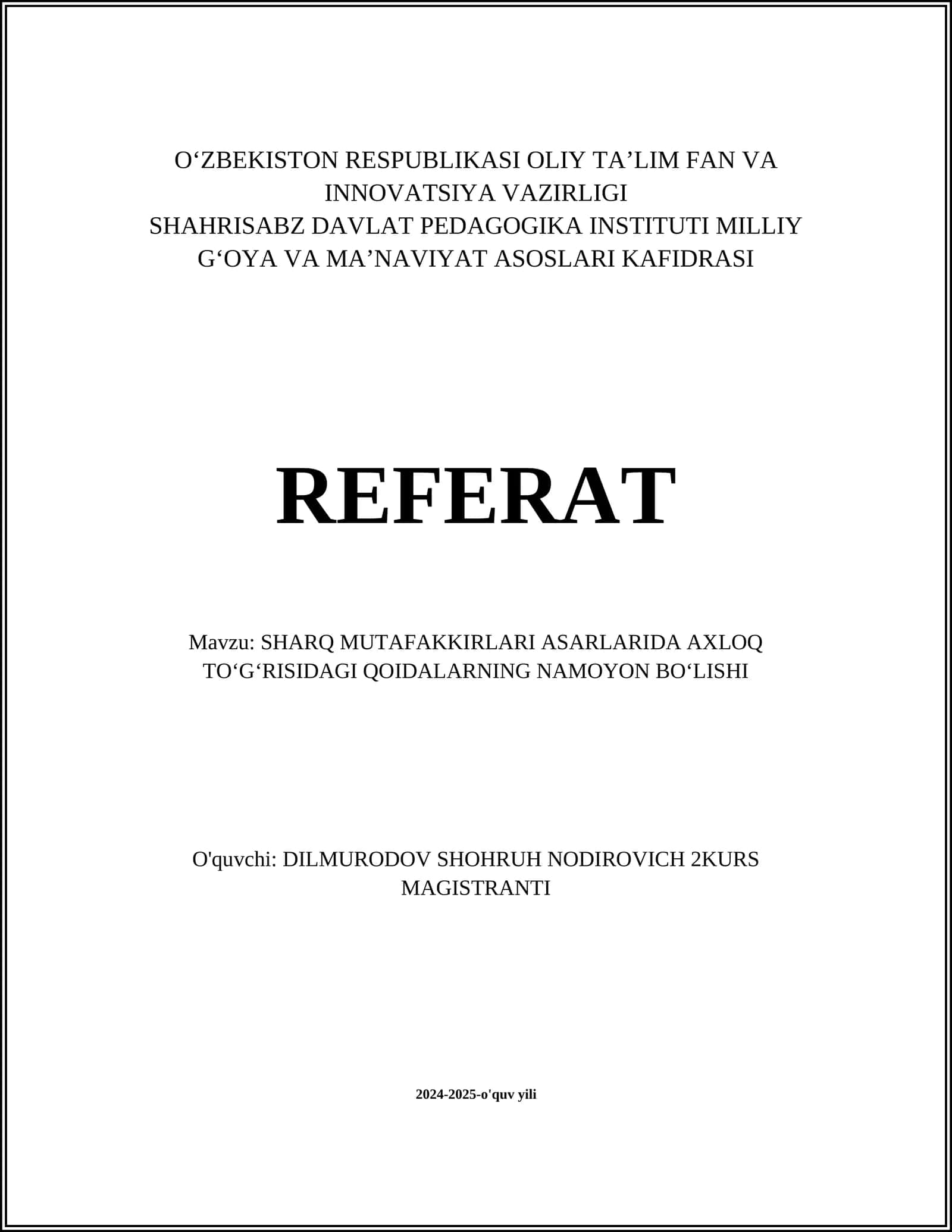 Sharq Mutafakkirlari Asarlari