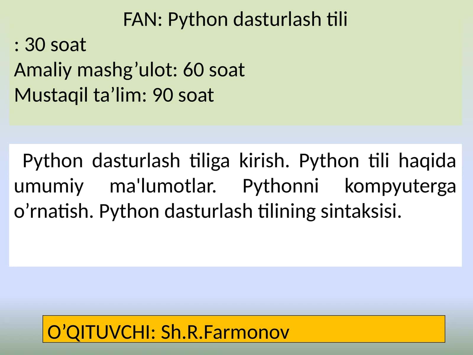 Pythondasturlash tili