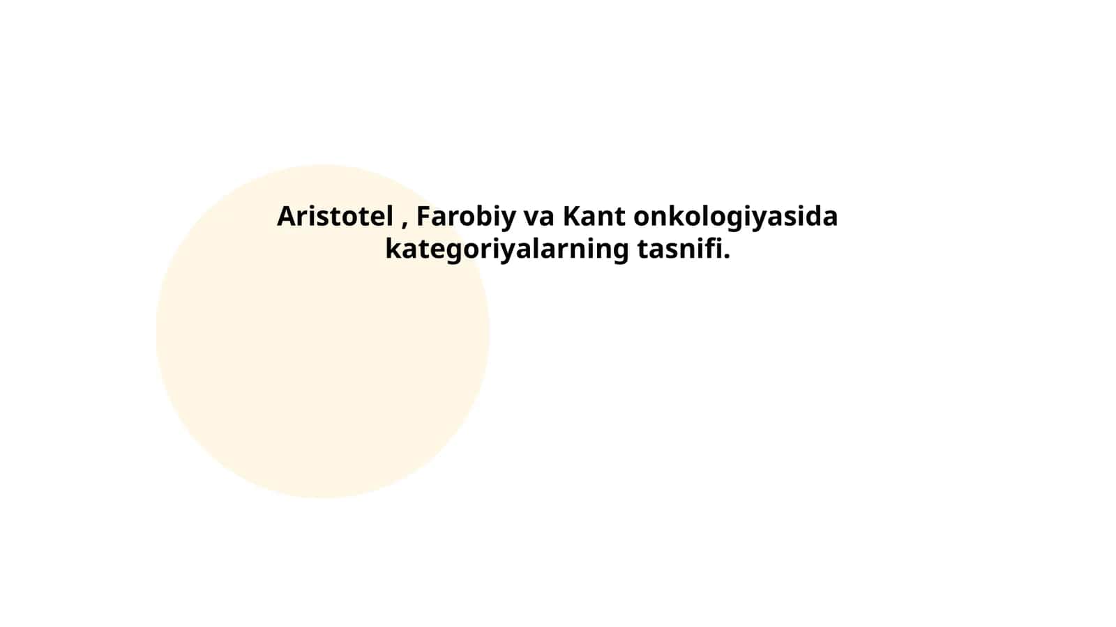 Aristotel, Farobiy va Kant onkologiyasida kategoriyalarning tasnifi