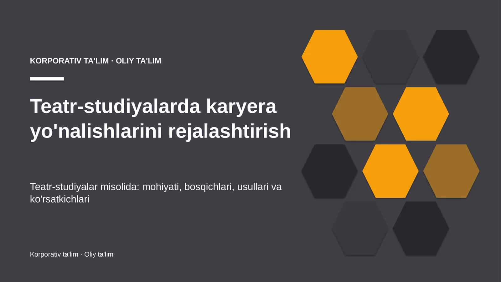 Teatr-studiyalarda karyera yo'nalishlarini rejalashtirish