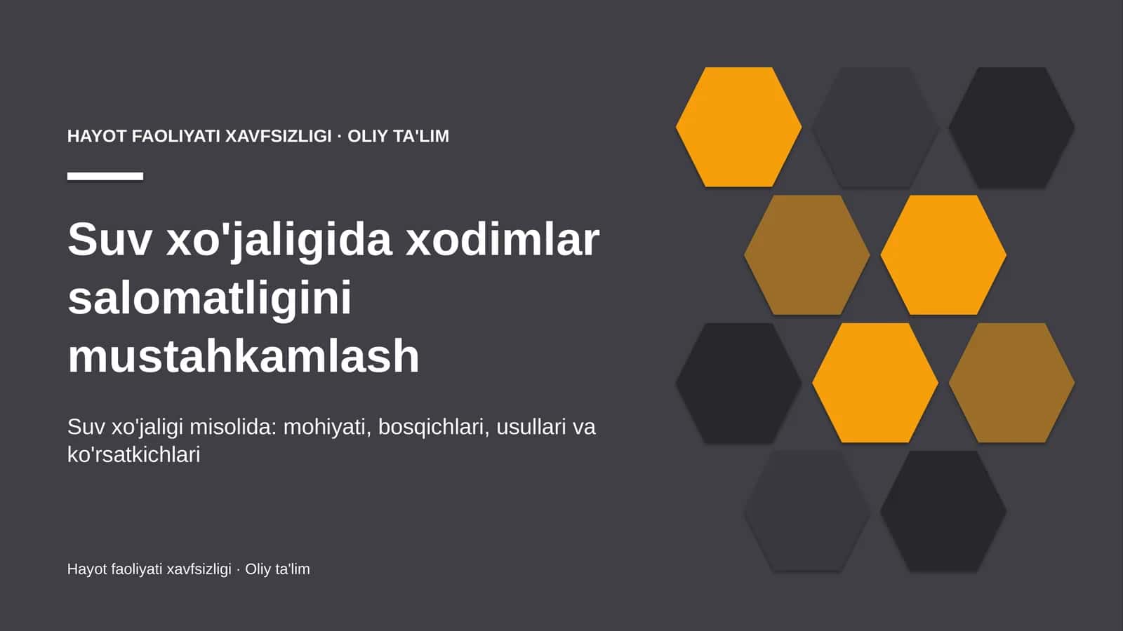 Suv xo'jaligida xodimlar salomatligini mustahkamlash