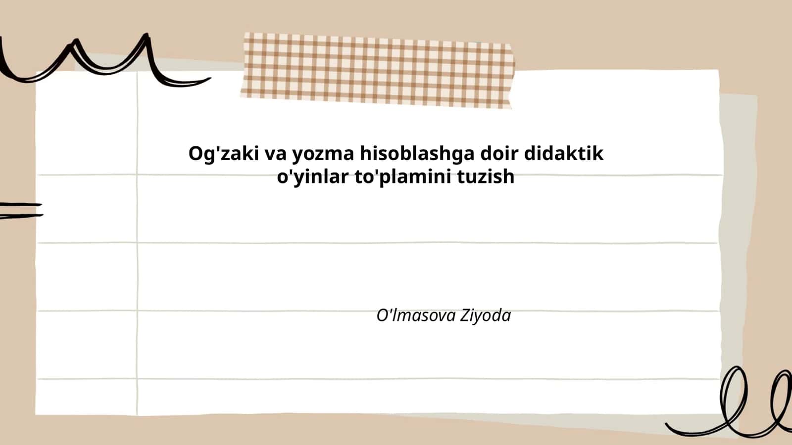 Og'zaki va yozma hisoblashga doir didaktik o'yinlar