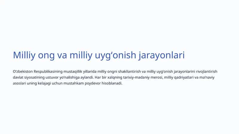 Milliy ong va milliy uygʻonish jarayonlari