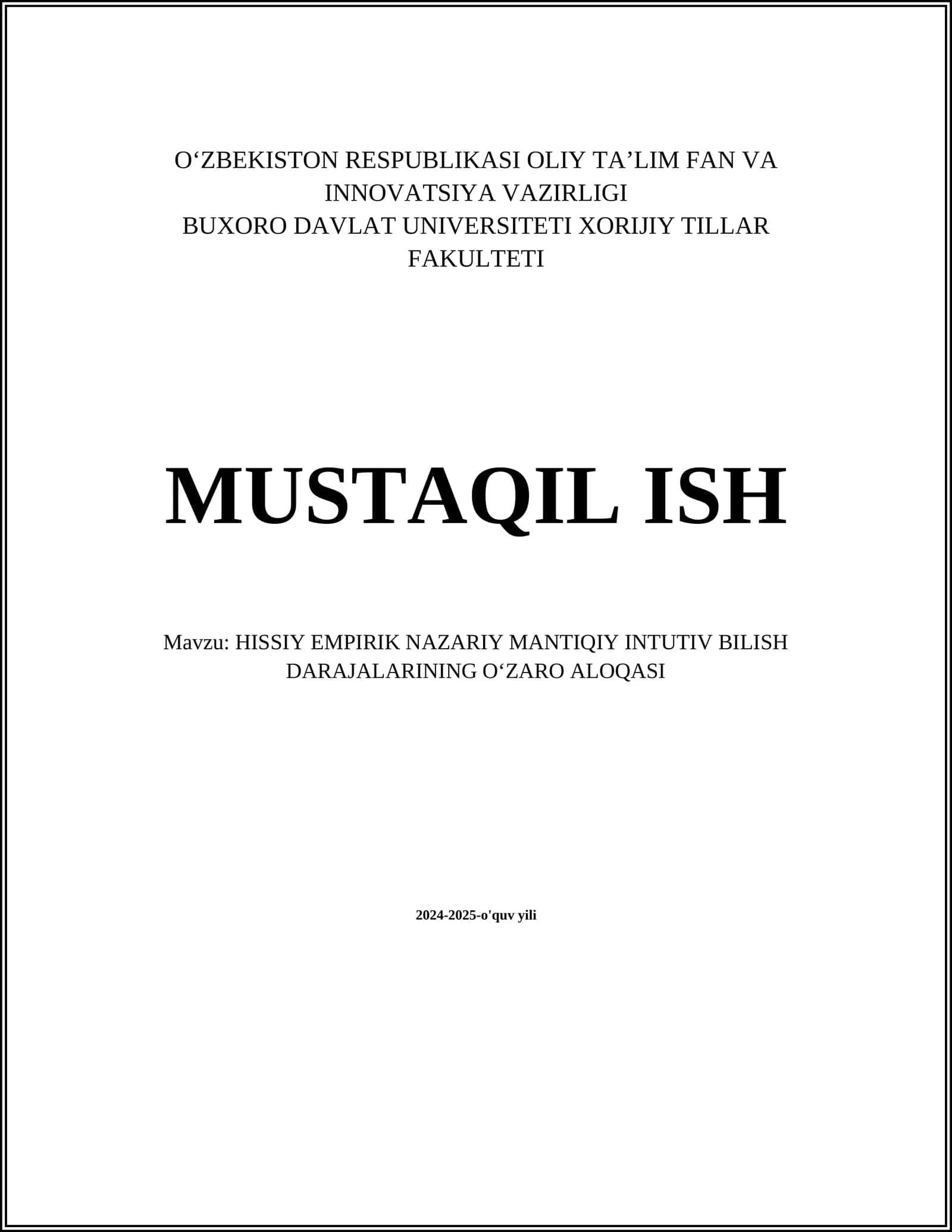Hissiy bilish darajasi