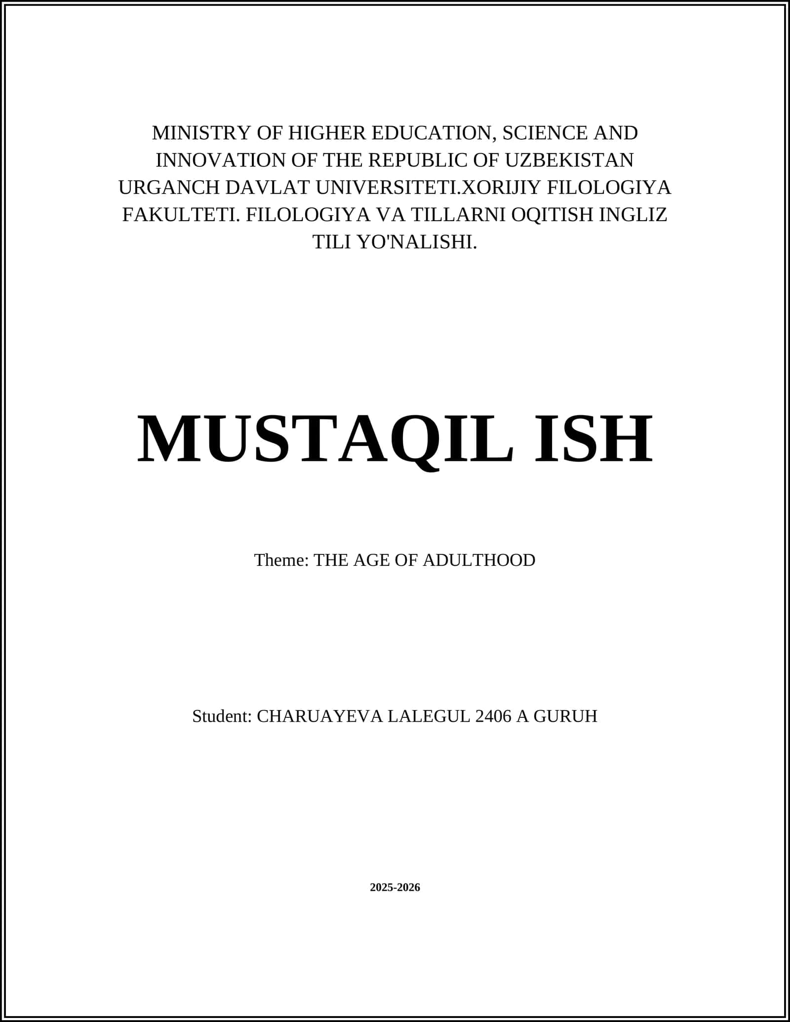 MUSTAQIL ISH