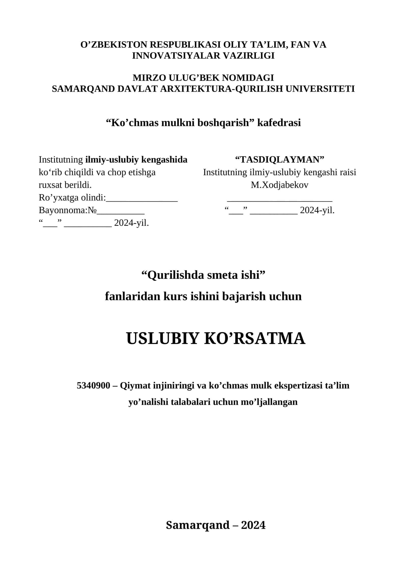 USLUBIY KO’RSATMA