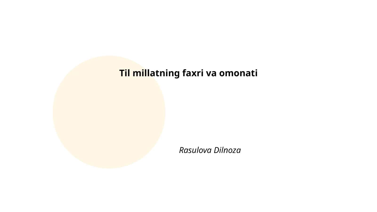Til millatning faxri va omonati