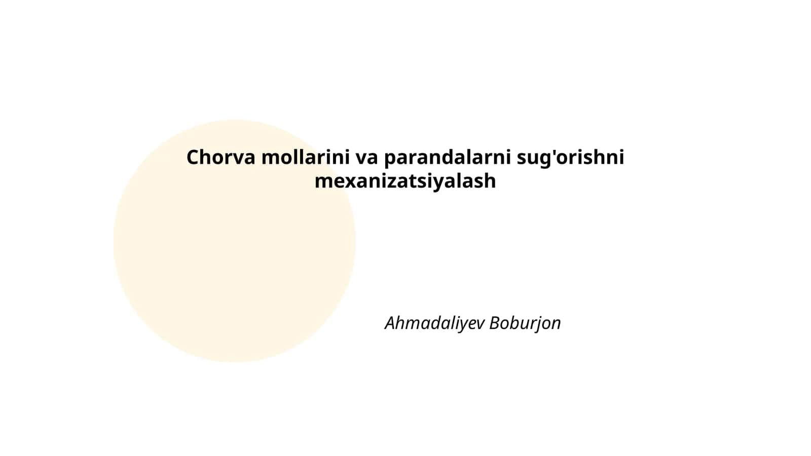 Chorva mollari va parrandalarni sug'orish texnologiyalari