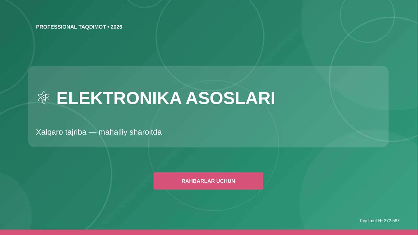 Elektronika asoslari: xalqaro tajriba (mahalliy sharoitda) [rahbarlar uchun]